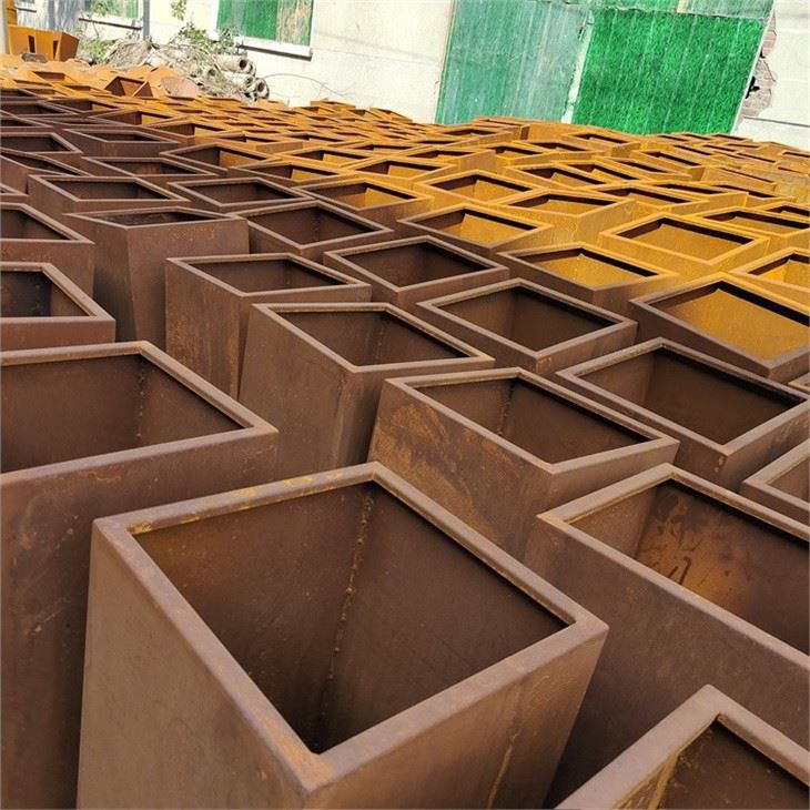 Modern Outdoor Rectangular Corten Steel Planter