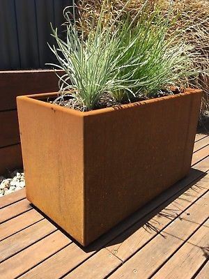 Modern Outdoor Rectangular Corten Steel Planter