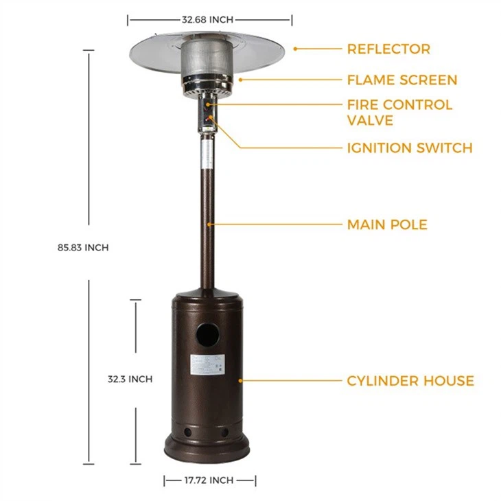 Mushroom Outdoor Propane Vertical Garden Portable Patio Gas Heaters For Home