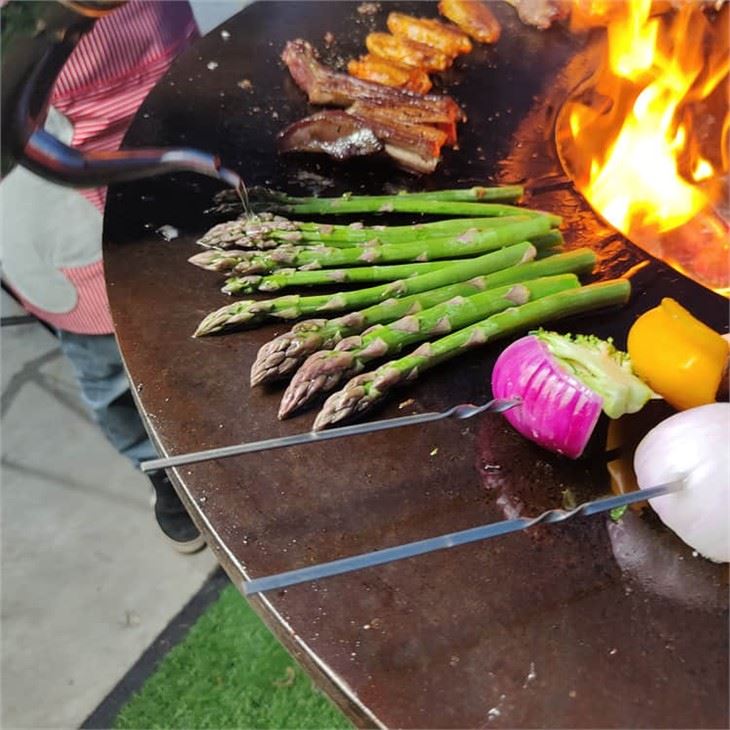 Outdoor Corten Steel Fire Pit BBQ Smoker Cooking Grill