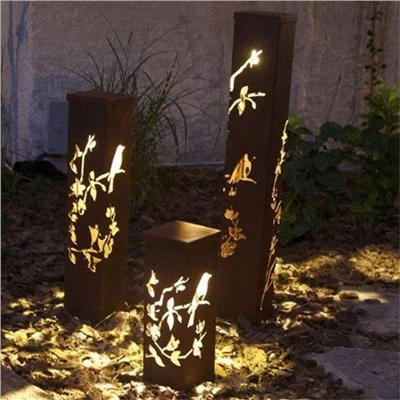 Corten فولاد باغ چراغ باغ متال Ornaments