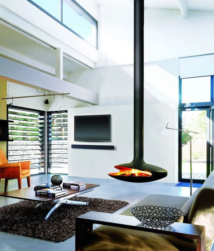 White Suspended Fireplace