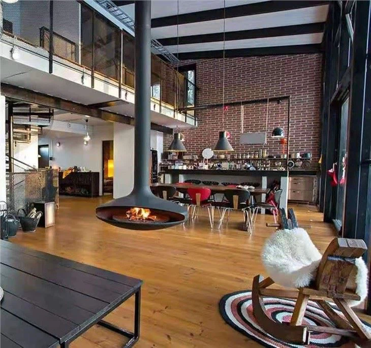 White Suspended Fireplace