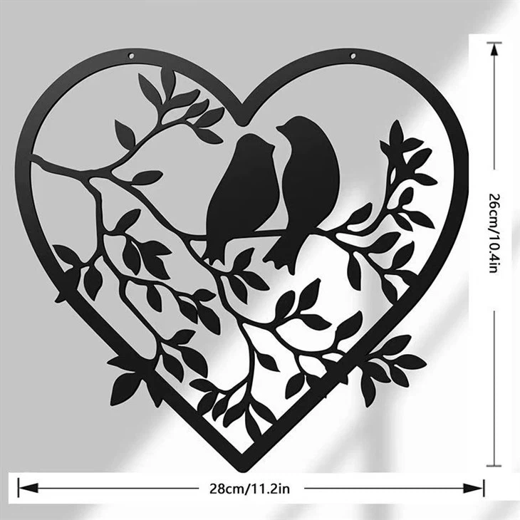 Black Metal Bird On Tree Wall Art