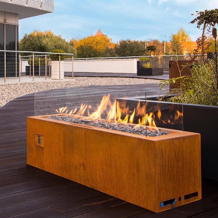 Corten Steel Gas Burning Fire Pit