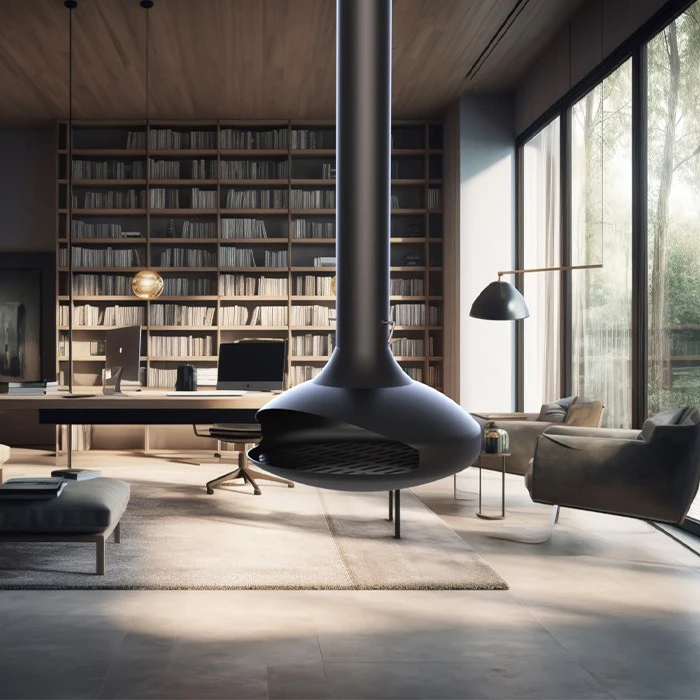 Roof Mounted Ceiling Suspended Fireplace