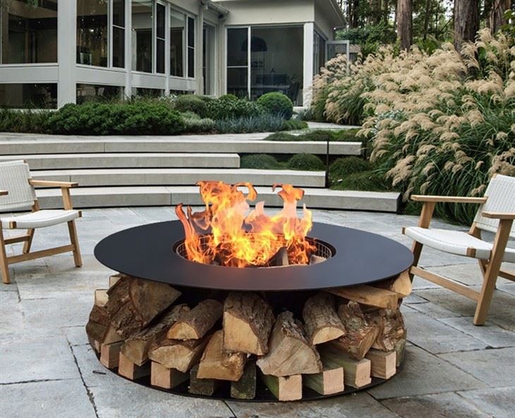 میز باربیکیو باغ آتش گلدان آتشی True Fire Black Round